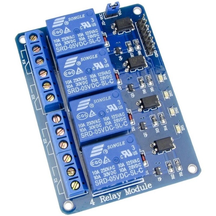 Módulo relé de 4 canales y 5V compatible con Arduino