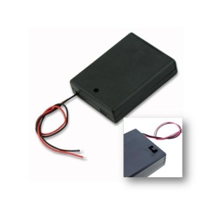 Portapilas con cable e interruptor para 4 pilas AA 0 LR06 de 1,5 V