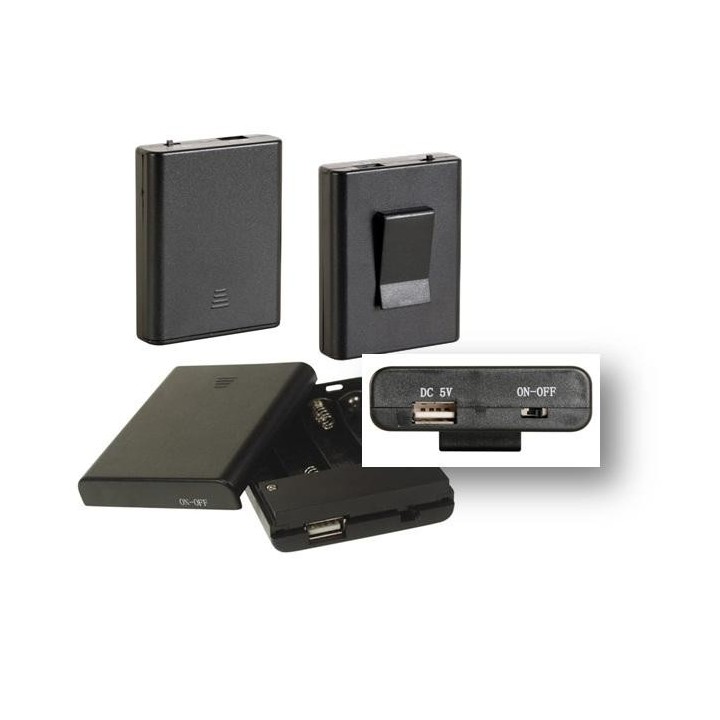 Portapilas para 4 x pila AA (con conector USB) + interruptor