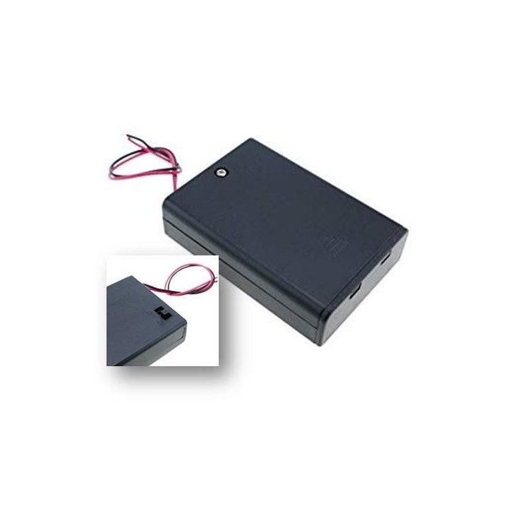 Caja portapilas para 3 pilas AA o LR06 con interruptor