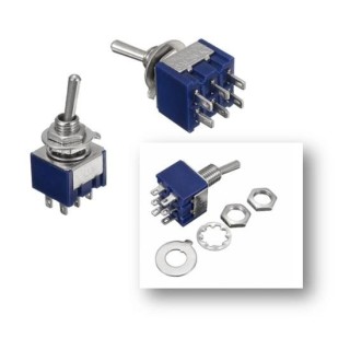 Interruptor de palanca en miniatura con 6 pines y 3 posiciones ON1/ OFF / ON2