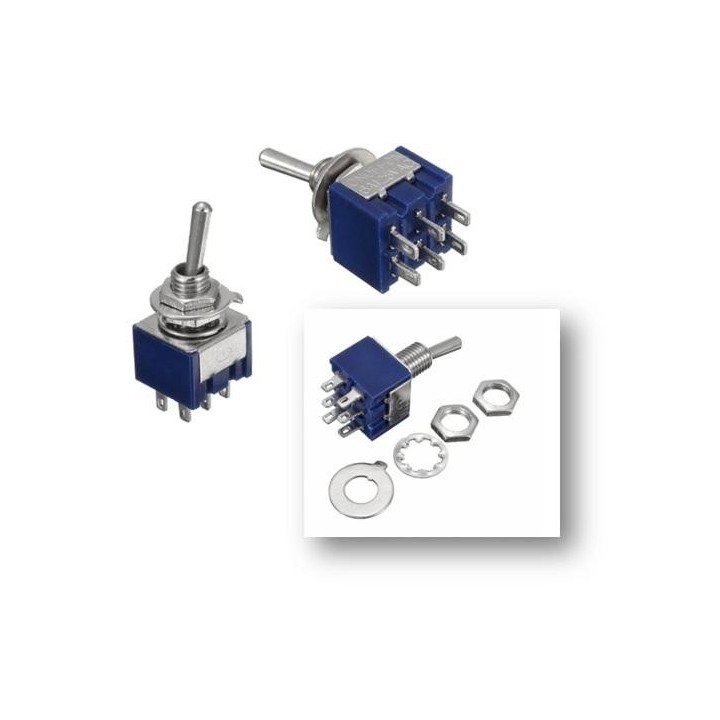 Interruptor de palanca en miniatura con 6 pines y 3 posiciones ON1/ OFF / ON2