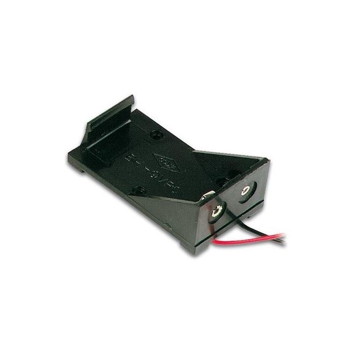 Portapilas con cable para 1 pila 6LR61 o 6F22 de 9 V