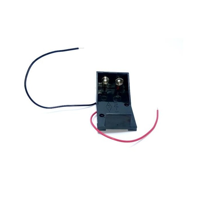Portapilas con cable para 1 pila 6LR61 o 6F22 de 9 V