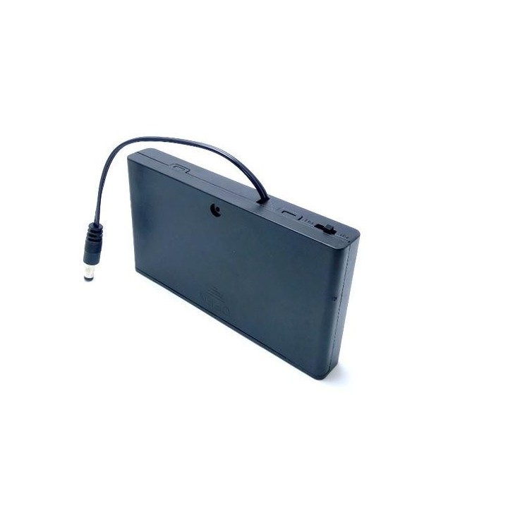 Caja portapilas con conector jack 2.1 e interruptor para 8 pilas tipo AA