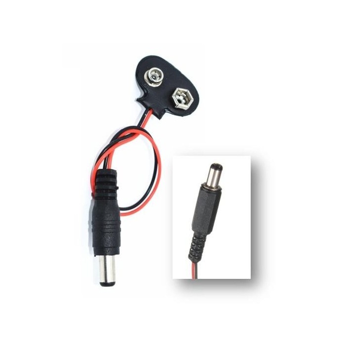 Conector clip pila 9v DC a conector Jack para Arduino