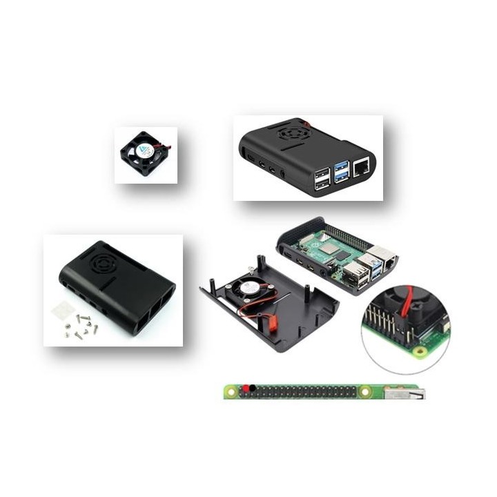 Caja de PVC para Raspberry Pi 4 con ventilador, de color negro