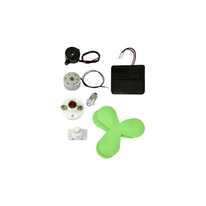 Kit escolar eléctrico-solar básico con bombilla, motor, hélices y zumbador