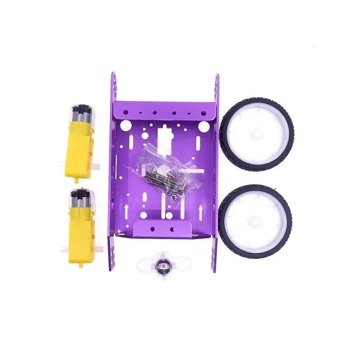 Kit DIY chasis de coche robot inteligente MBOT de aluminio púrpura 2WD