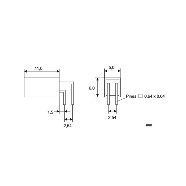 Dimensiones del sensor de movimiento