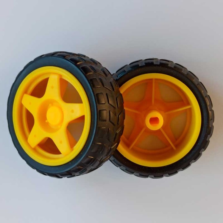 Rueda goma de 65mm para chasis de robot Arduino