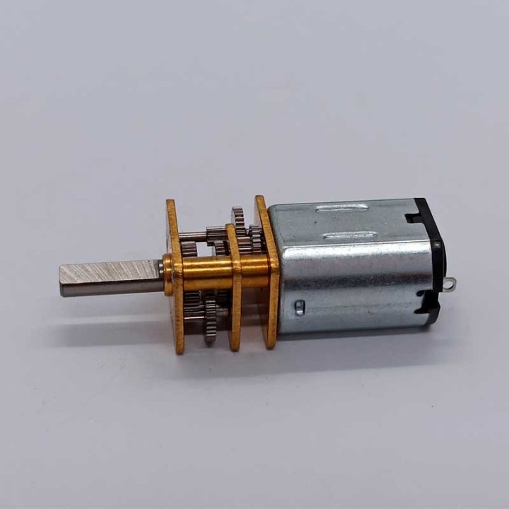 Motor reductor N20 de eje roscado 10 mm con engranajes metálicos a 30 RPM
