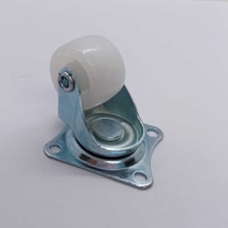Rueda loca de nylon con base de metal color blanco para robot o coche
